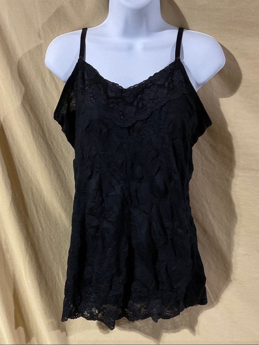 Dress Barn Size L Black Lace Trim Camisole Tank